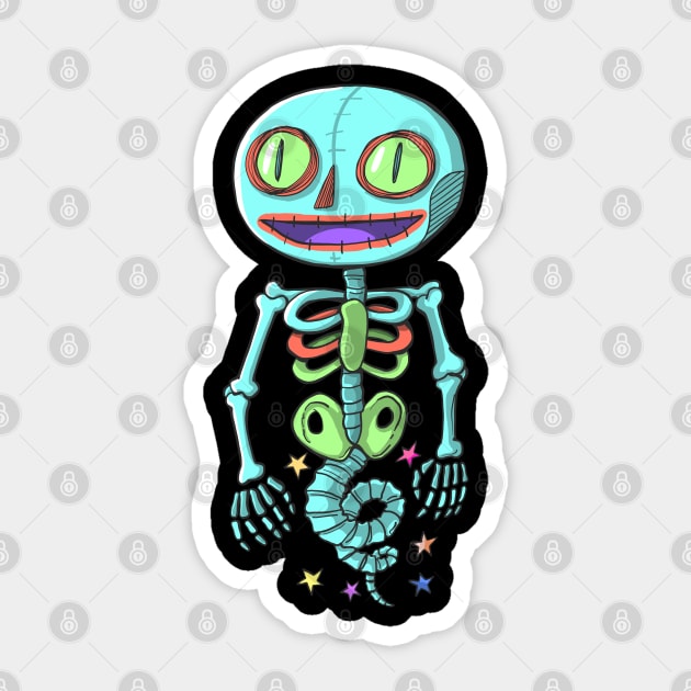 Mexican skeleton with tail Sticker by duxpavlic